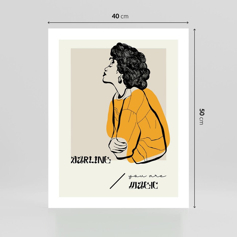 Plakat bez ramy 40x50 - Siła Kobiety: Plakat ze Szkicem - kobieca grafika, plakat