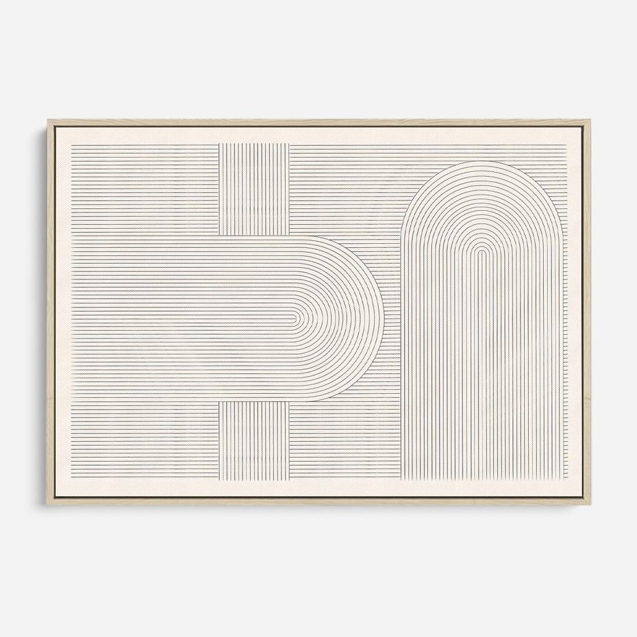 Obraz w ramie 100x70 - Geometryczna Elegancja Mid Century - mid century, minimalizm - rama drewno