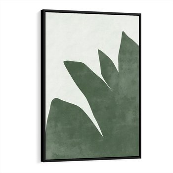 Obraz w ramie 50x70 - Oaza Harmonii - abstrakcyjny kształt, zielony plakat - rama czarna