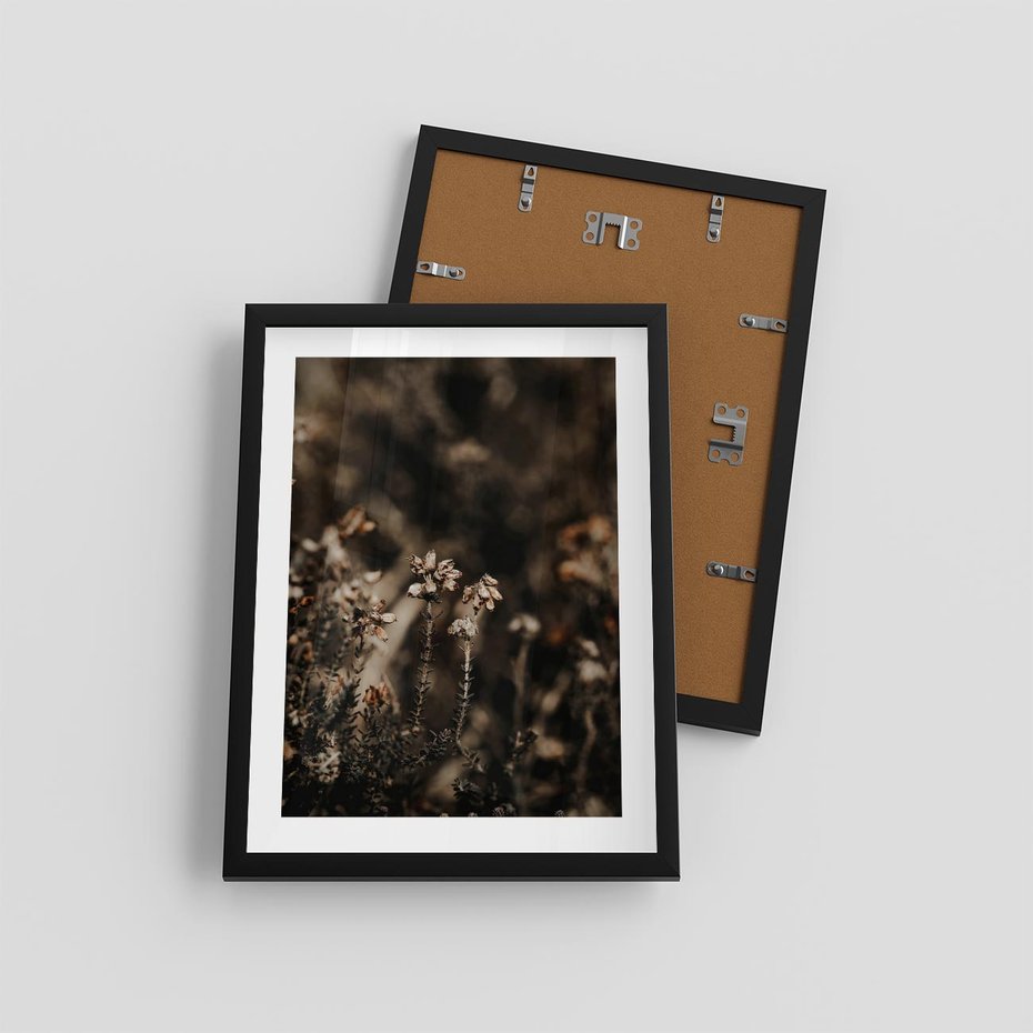 Plakat w ramie 30x40 - Jesienny Urok - suche trawy, jesienny pejzaż - rama czarna