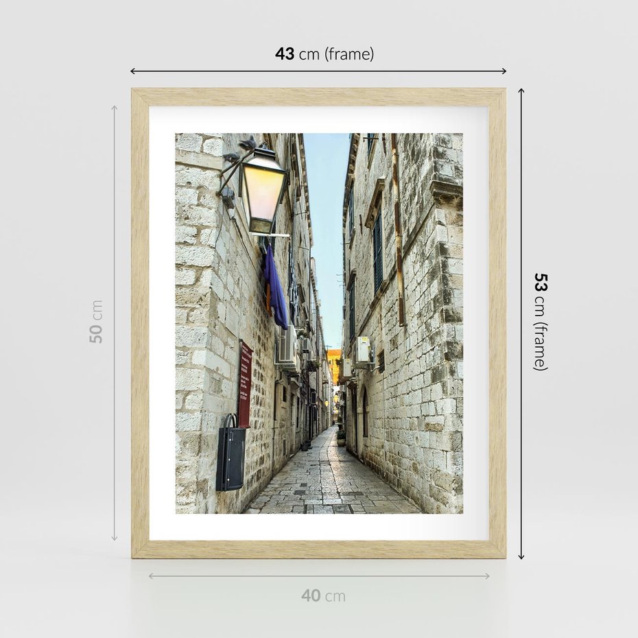 Plakat w ramie 40x50 - Urok Włoskiej Uliczki - włoska, uliczka - rama drewno