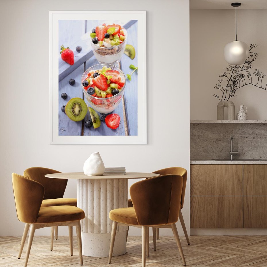 Plakat bez ramy 21x30 - Świeżość i Zdrowie - sałatka, owoce