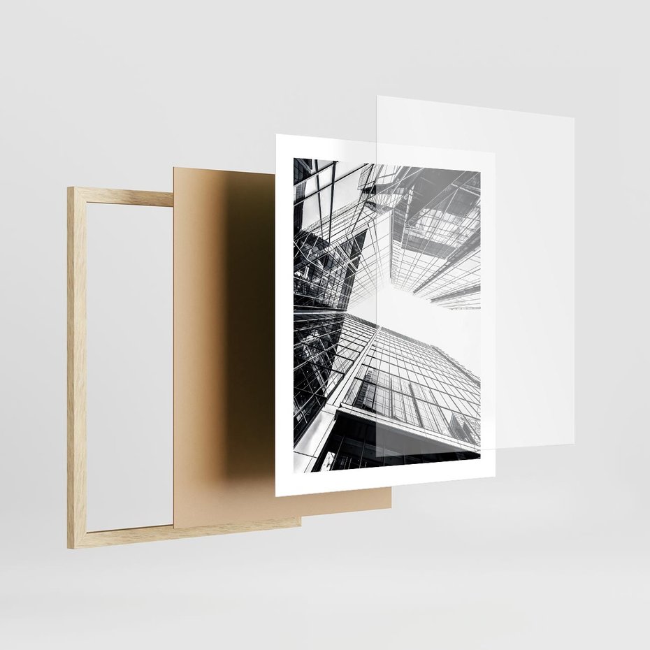 Plakat w ramie 40x50 - Wznoszący się Wysoko - architektura, wysoki wieżowiec - rama drewno