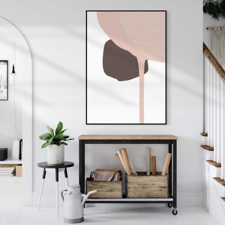 Obraz w ramie 70x100 - Wibracje Odbić Plam - abstrakcyjny obraz, rozlewające się plamy - rama czarna