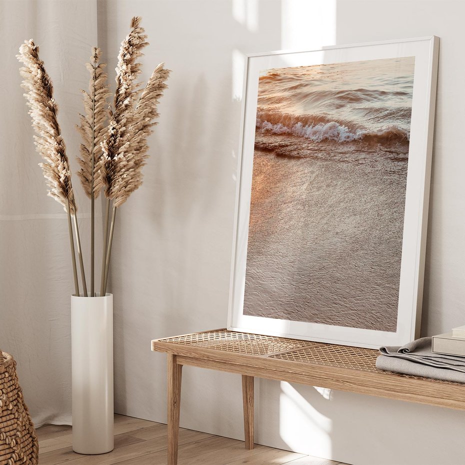 Plakat bez ramy 21x30 - Spokój Morza: Fale na Plaży - fale, morze