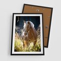 Plakat w ramie 50x70 - Spotkanie konia na łące - koń, łąka - rama czarna
