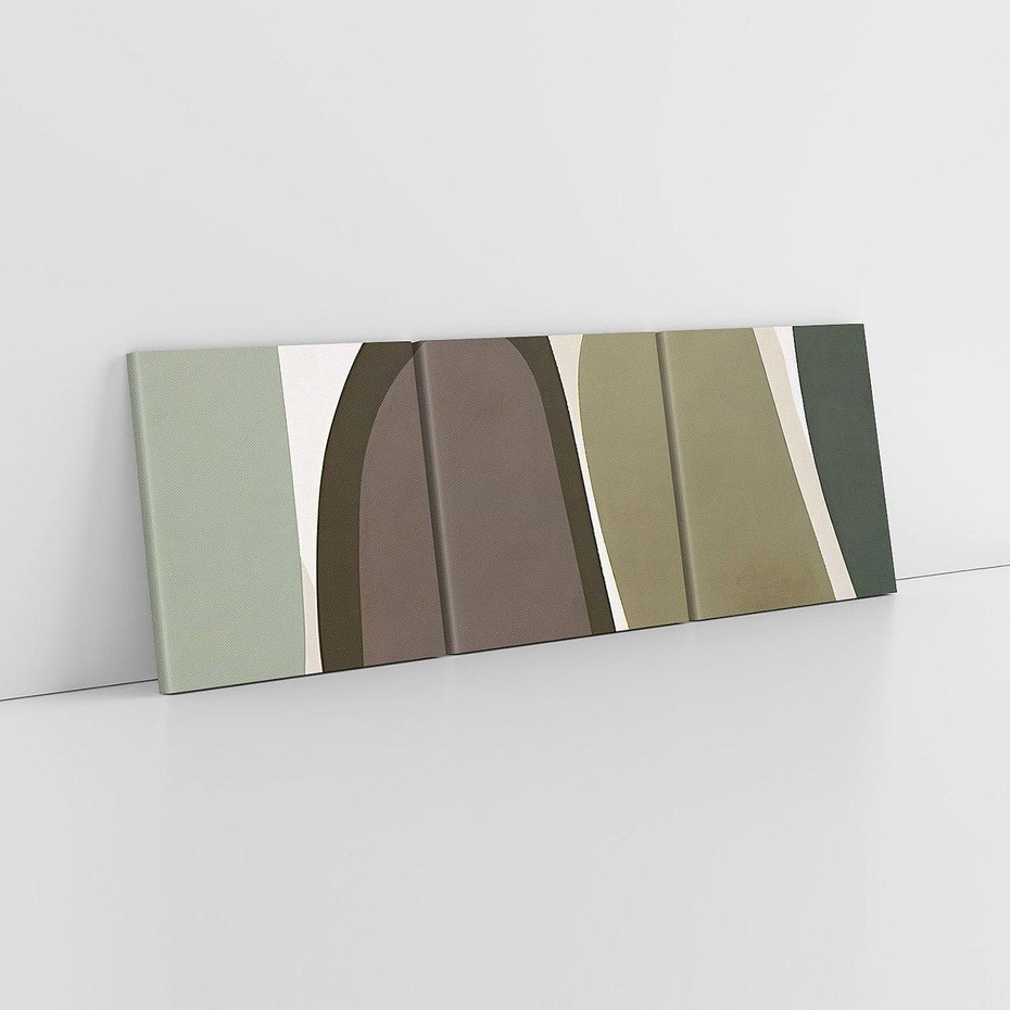 Obraz na płótnie 150x50 - Fale w Zieleni - abstrakcyjne kształty, zgaszona zieleń