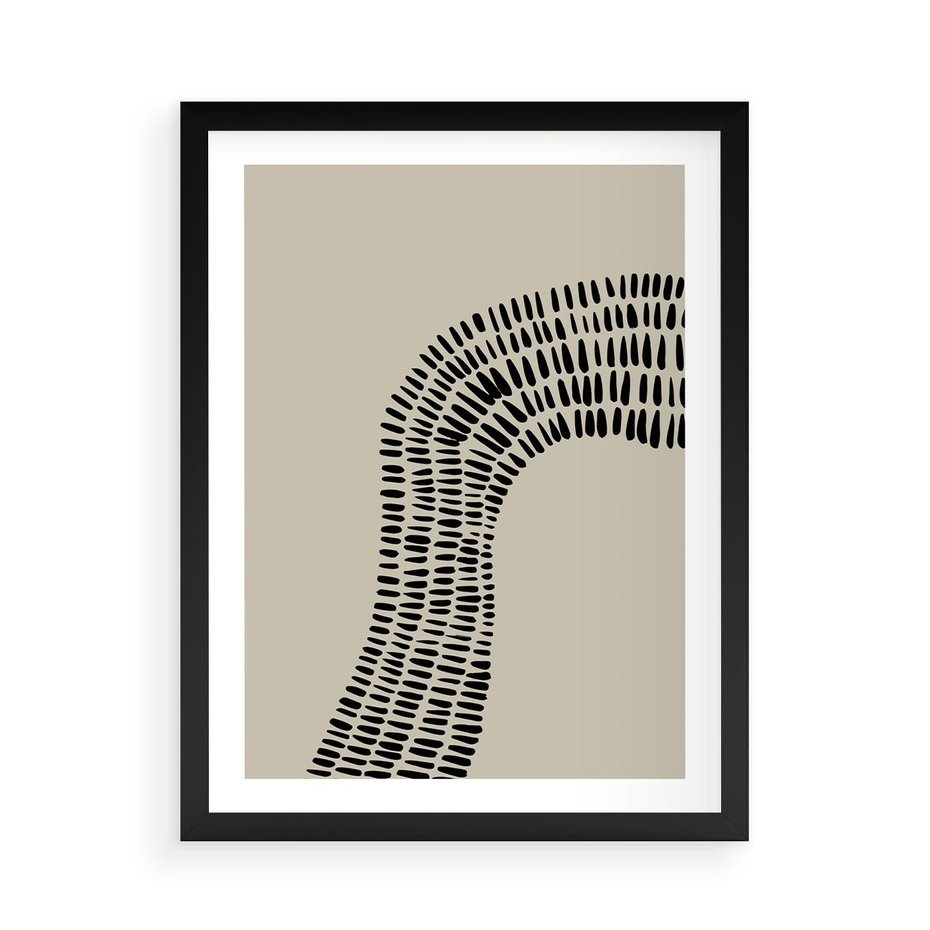 Plakat w ramie 50x70 - Migotliwa Innowacyjna Ekspresja - boho plakat, czarne kropki kreski - rama czarna