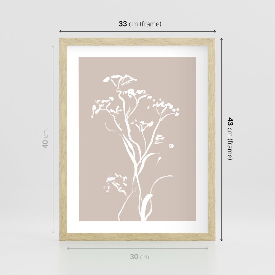 Plakat w ramie 30x40 - Harmonijne Mini Boho - minimalistyczny delikatny obraz, beżowe odcienie - rama drewno