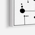 Obraz w ramie 50x50 - Nocne Zawirowania - abstrakcyjny plakat, czarne kropki i kreski - rama biała