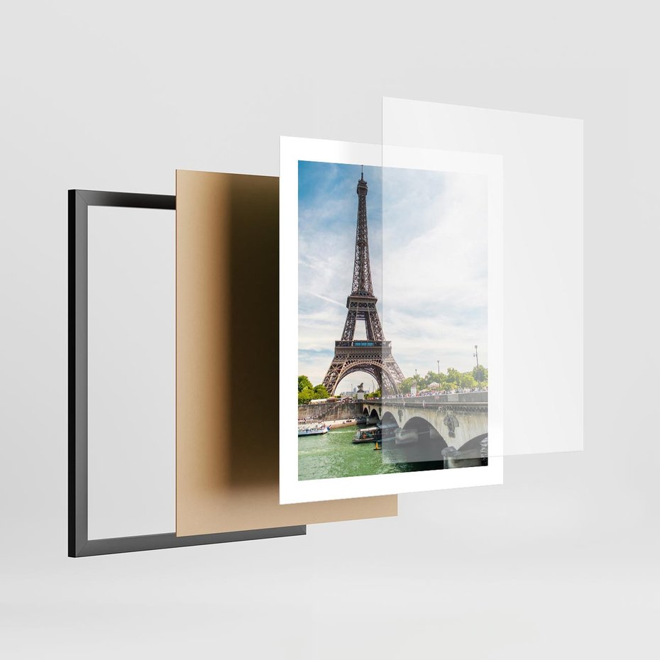 Plakat w ramie 40x50 - Ikona Romantyzmu - Eiffla, Francja - rama czarna