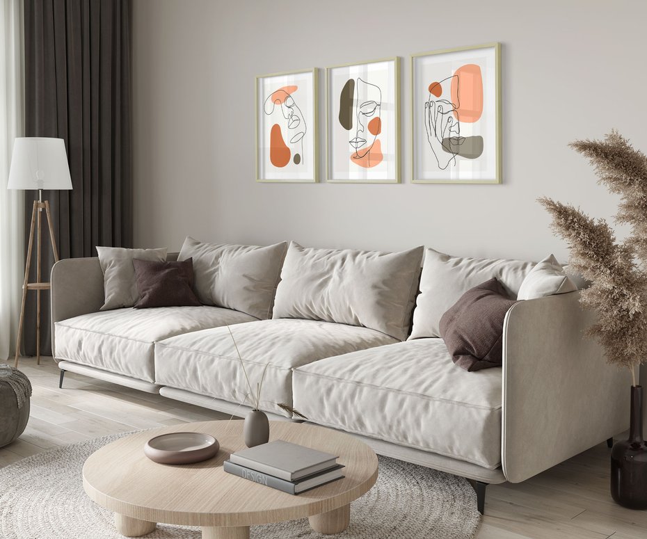 Zestaw obrazy w ramie 30x40 galeria - Graficzne, twarze, kobiet, nowoczesny - rama drewno