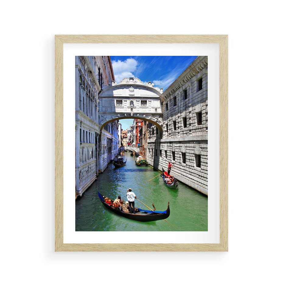 Plakat w ramie 40x50 - Romantyczna gondola w Wenecji - Wenecja, gondola - rama drewno