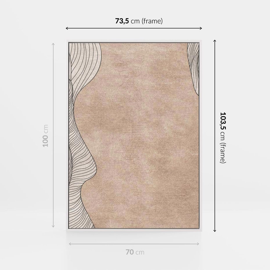 Obraz w ramie 70x100 - Symfonia uczuć i kształtów - delikatna kompozycja, falujące linie - rama biała