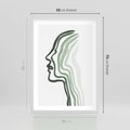 Plakat w ramie 50x70 - Zielony Profil - abstrakcja, zielony portret z profilu - rama biała
