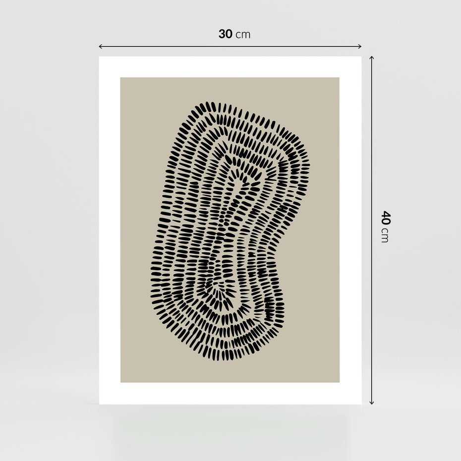 Plakat bez ramy 30x40 - Nowoczesne Odbicia Wnętrza - boho plakat, czarne kropki kreski