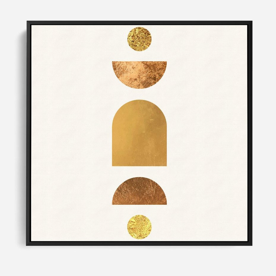Obraz w ramie 50x50 - Abstrakcyjne Wzory - geometryczne złote kształty, tekstura - rama czarna