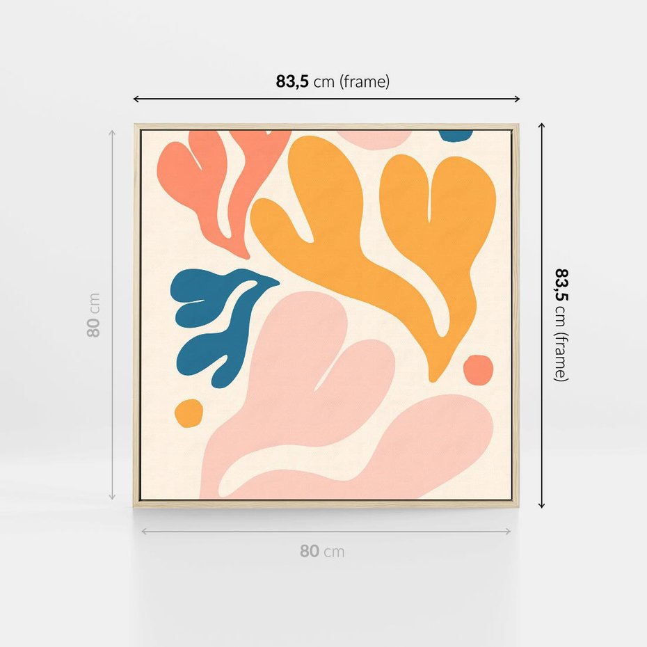 Obraz w ramie 80x80 - Granice Inspiracji - abstrakcyjne dziwne formy, nowoczesny plakat - rama drewno