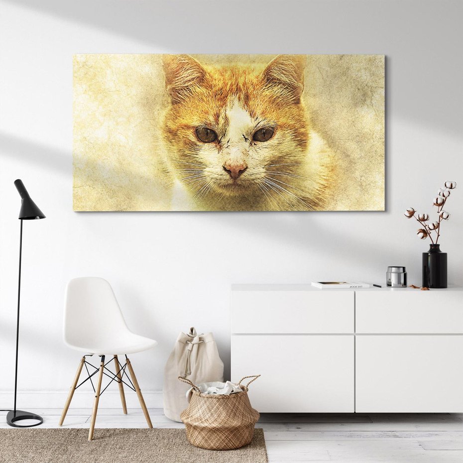 Obraz na płótnie 140x70 - Kot w abstrakcyjnym świecie - kot, sztuka