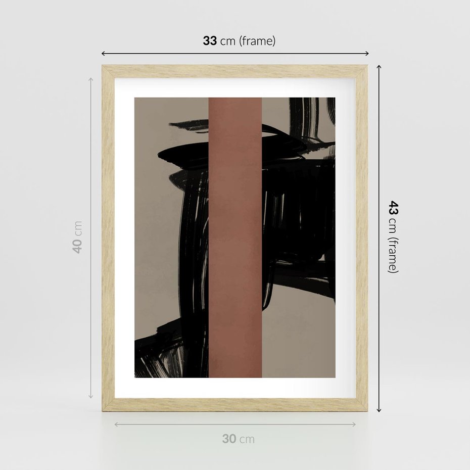 Plakat w ramie 30x40 - Niezwykłe Przeobrażenia - abstrakcja, czarne splatane linie - rama drewno