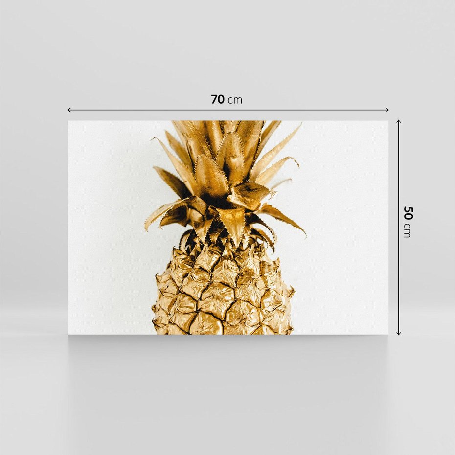Obraz na płótnie 70x50 - Ekskluzywny Akcent - złoty, ananas