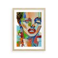Plakat w ramie 30x40 - Kolorowe Formy - abstrakcyjny portret kobiety, twarz - rama drewno