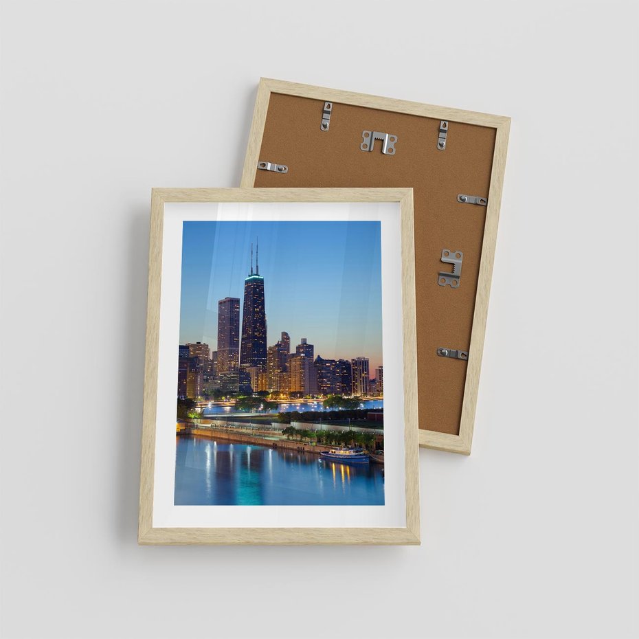 Plakat w ramie 30x40 - Miasto nad Rzeką - miasto, rzeka - rama drewno