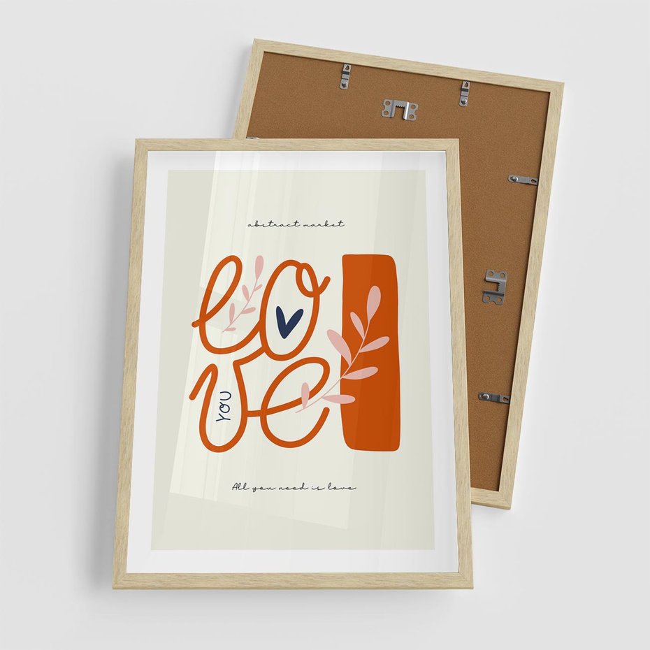 Plakat w ramie 50x70 - Pastelowa Siła Miłości - miłość, love - rama drewno