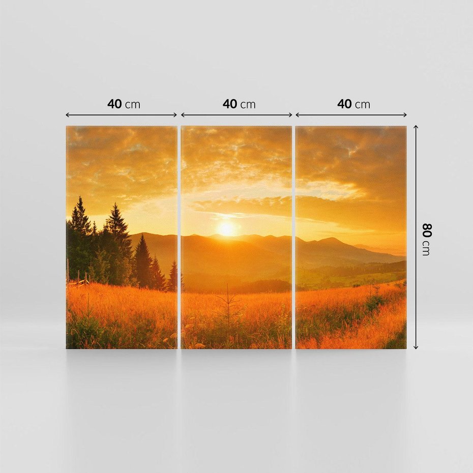 Obraz na płótnie 120x80 - harmonia drzew i kwiatów - góry, łąka