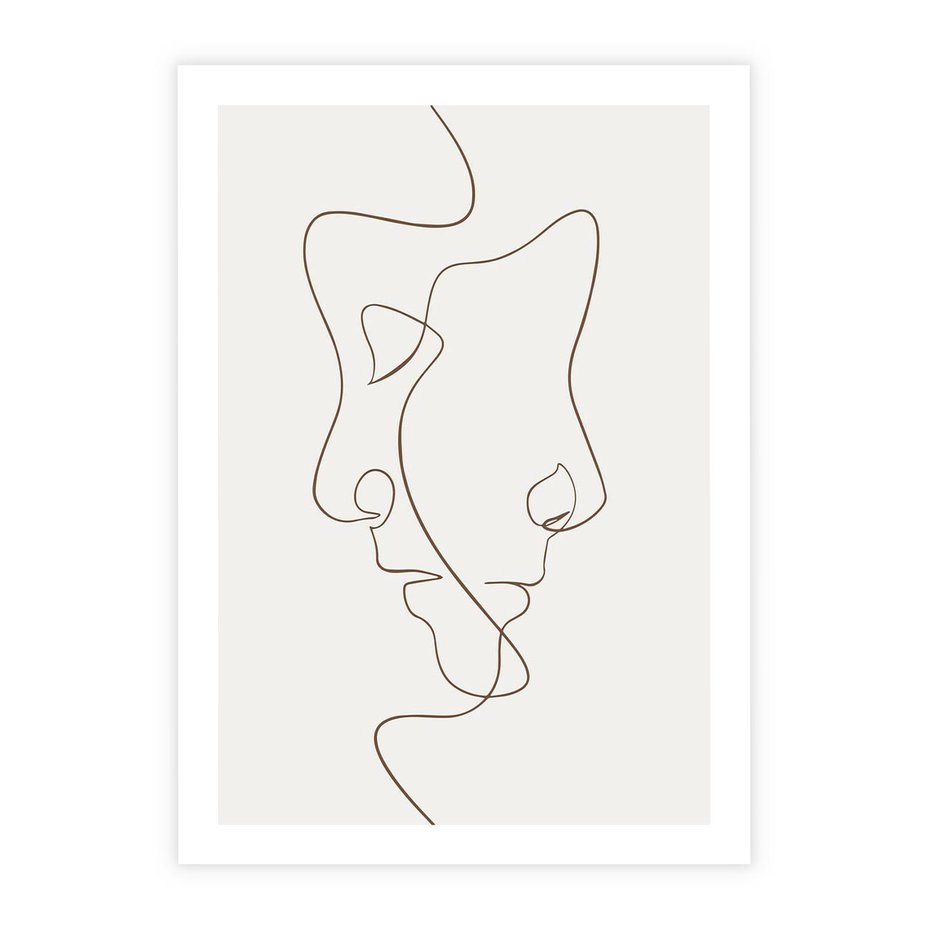 Plakat bez ramy 50x70 - Jedna Linia, Dwie Twarze - minimalistyczny plakat, dwie twarze