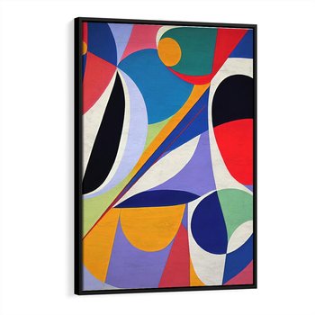 Obraz w ramie 70x100 - Kolorowe Przesunięcia Kształtów - abstrakcyjny obraz olejny, żywe kolory - rama czarna