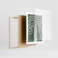 Plakat w ramie 30x40 - Inspirujące Zawiłości Zieleni - abstrakcyjny kształt, zielony plakat - rama drewno