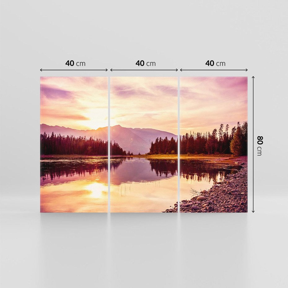 Obraz na płótnie 120x80 - Harmonia natury - góry, jezioro