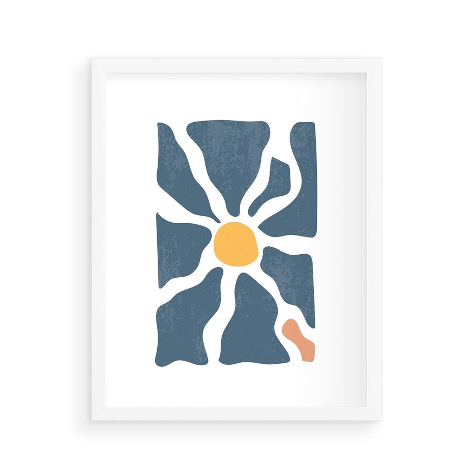 Plakat w ramie 40x50 - Kwiatowy Rezonans - nowoczesna kwiatowa grafika, styl retro - rama biała