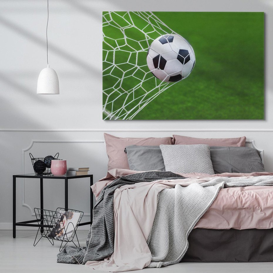 Obraz na płótnie 70x50 - Sportowa rywalizacja - bramka, piłka