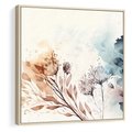 Obraz w ramie 80x80 - Nostalgiczne tańce pędzla - akwarelowe kwiaty, gałęzie - rama drewno