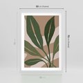 Plakat w ramie 50x70 - Nowoczesność Natury: Plakat z Zielonymi Liśćmi - nowoczesny plakat, beż - rama biała