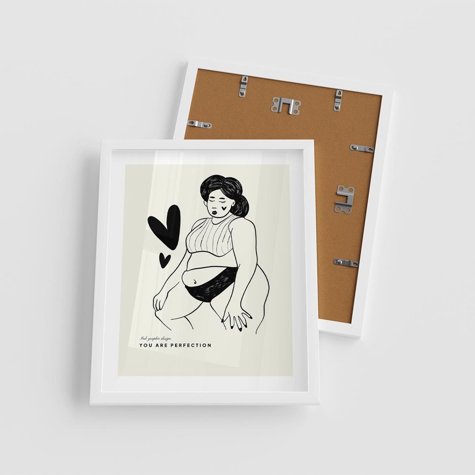 Plakat w ramie 40x50 - Wyrażenie Piękna - rysunek, sztuka nowoczesna - rama biała