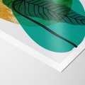 Plakat bez ramy 21x30 - Zielony Liść ze Złotą Plamą - zielony liść, złota plama