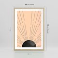 Plakat w ramie 50x70 - Migocące Kształty Promieni - boho czarne słońce, nowoczesna grafika - rama drewno