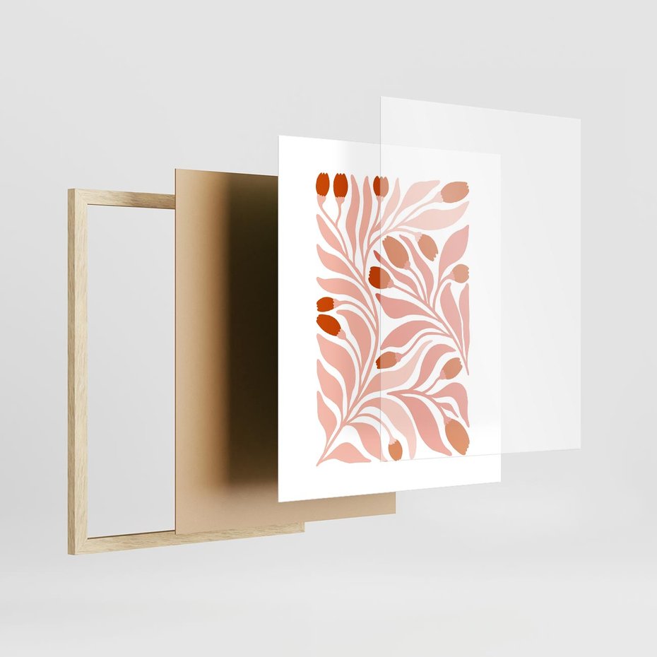 Plakat w ramie 40x50 - Nieskrępowane wyobraźnie kolorów - kwiaty, pastelowe kolory - rama drewno