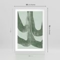 Plakat w ramie 50x70 - Nurtująca Kompozycja Zieleni - abstrakcyjne delikatne zielone linie, podobne do gałęzi kwiatów - rama biała