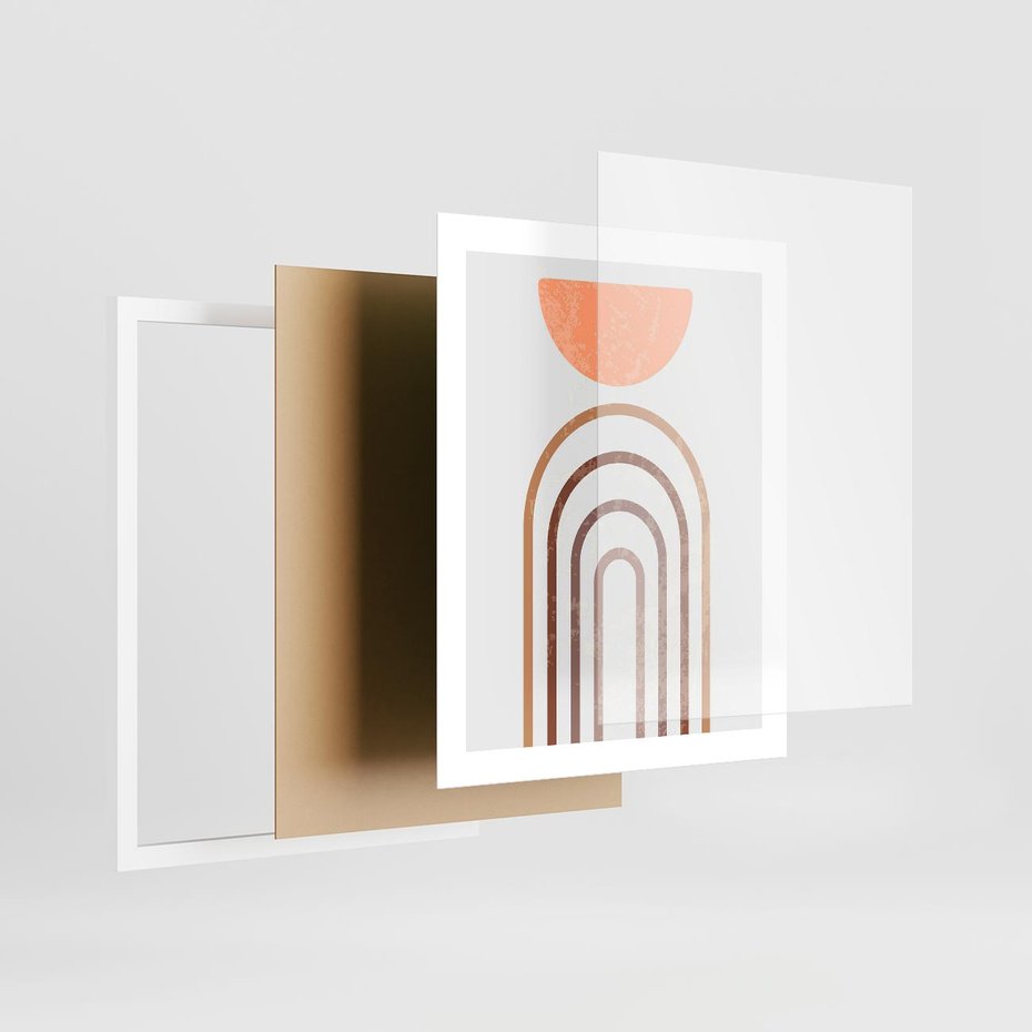 Plakat w ramie 40x50 - Geometryczny Blask Złota - grafika, złoto - rama biała