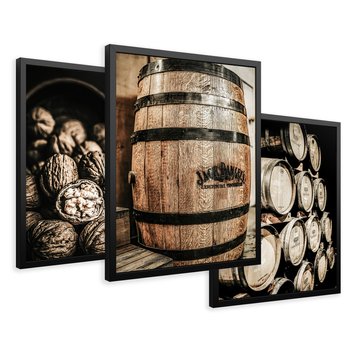 Zestaw obrazy w ramie 40x50 galeria - Wino, w, beczkach, kuchnia, restauracja - rama czarna