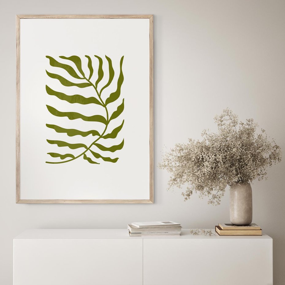 Plakat w ramie 30x40 - Rytmy Chaosu - roślina, gałązka - rama drewno