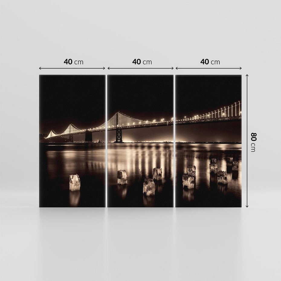 Obraz na płótnie 120x80 - Most nocą nad rzeką - noc, most