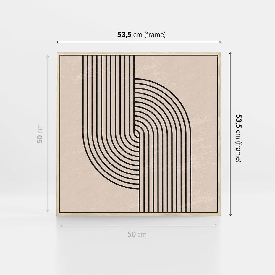 Obraz w ramie 50x50 - Puls Abstrakcji - abstrakcyjne linie, geometria - rama drewno