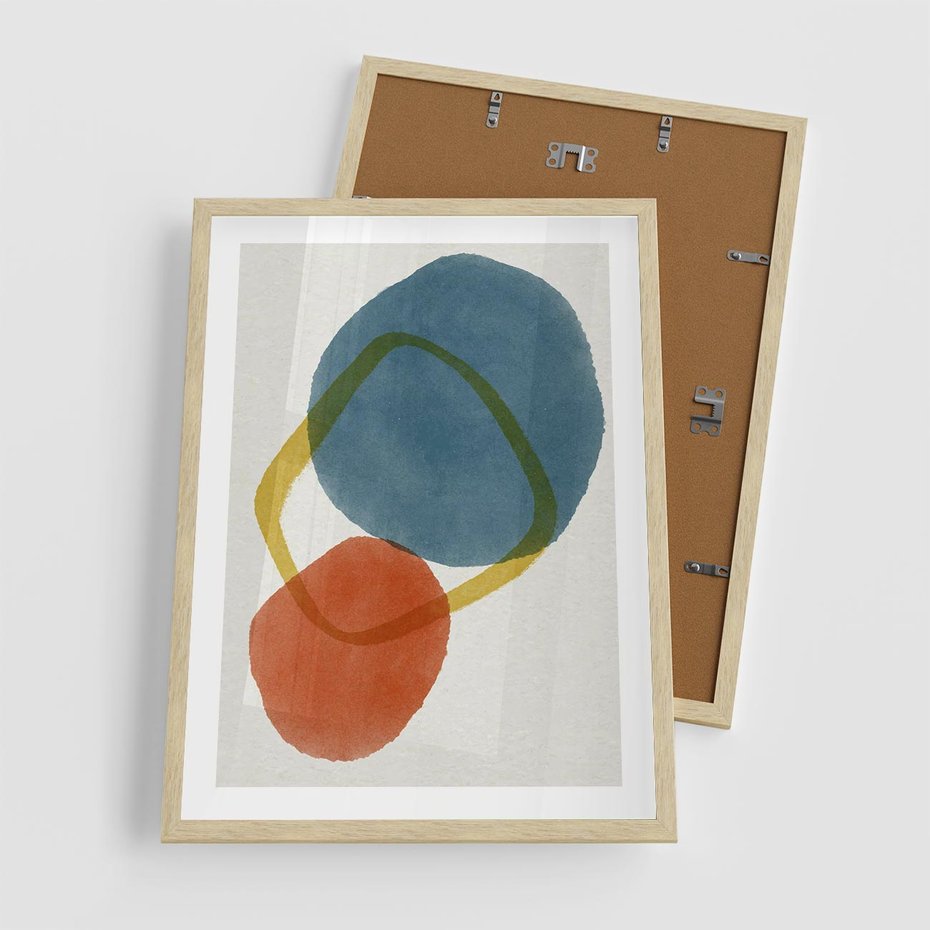 Plakat w ramie 50x70 - Modernistyczna Abstrakcja: Kolorowe Plamy - abstrakcja, modern - rama drewno