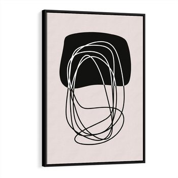 Obraz w ramie 70x100 - Strukturalne Kontrasty - abstrakcyjne szkicowane linie, minimalizm - rama czarna