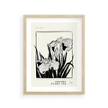 Plakat w ramie 30x40 - Spojrzenia na szkicowaną przeszłość - kwiaty, typografia - rama drewno
